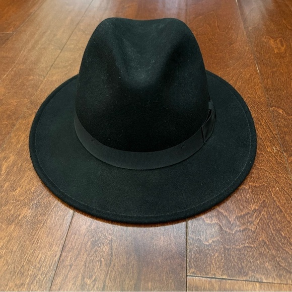 Women’s Black 100% Wool Hat with Matching Black Grosgrain Ribbon Band, Size Lg - Picture 9 of 14